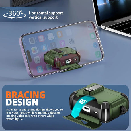 Schutzhülle für AirPods Pro 3 mit stoßfestem Gehäuse, Karabiner und Standfunktion - ideal für Alltag und unterwegs