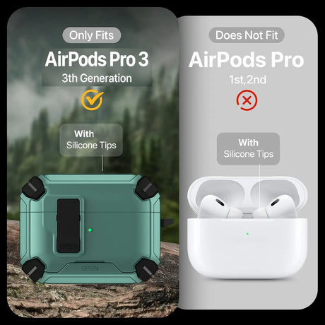 Schutzhülle für AirPods Pro 3 mit stoßfestem Gehäuse, Karabiner und Standfunktion - ideal für Alltag und unterwegs