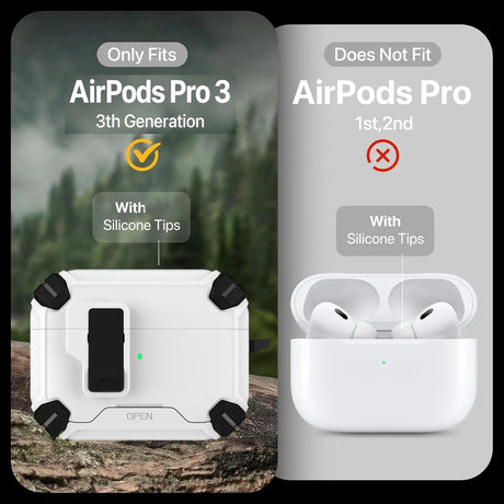 Schutzhülle für AirPods Pro 3 mit stoßfestem Gehäuse, Karabiner und Standfunktion - ideal für Alltag und unterwegs