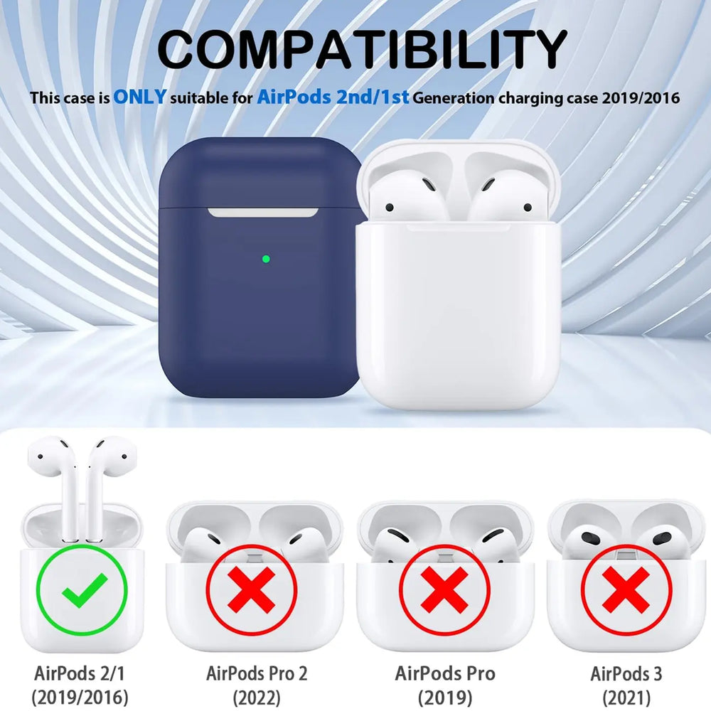 Silikon Schutzhülle für AirPods 1 / 2 mit Soft-Touch Oberfläche, Karabiner und LED-Sichtfenster - ideal für Alltag, Sport und Reisen