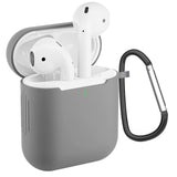 Silikon Schutzhülle für AirPods 1 / 2 mit Soft-Touch Oberfläche, Karabiner und LED-Sichtfenster - ideal für Alltag, Sport und Reisen