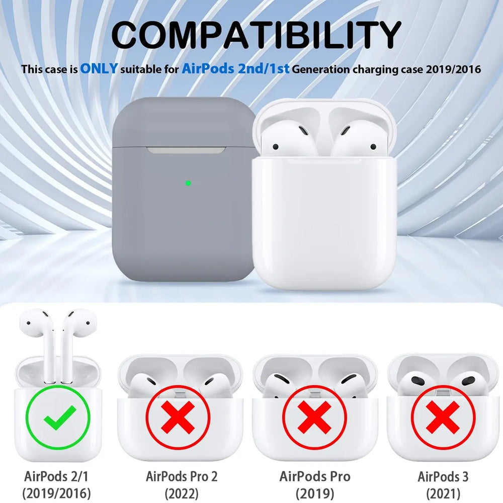 Silikon Schutzhülle für AirPods 1 / 2 mit Soft-Touch Oberfläche, Karabiner und LED-Sichtfenster - ideal für Alltag, Sport und Reisen