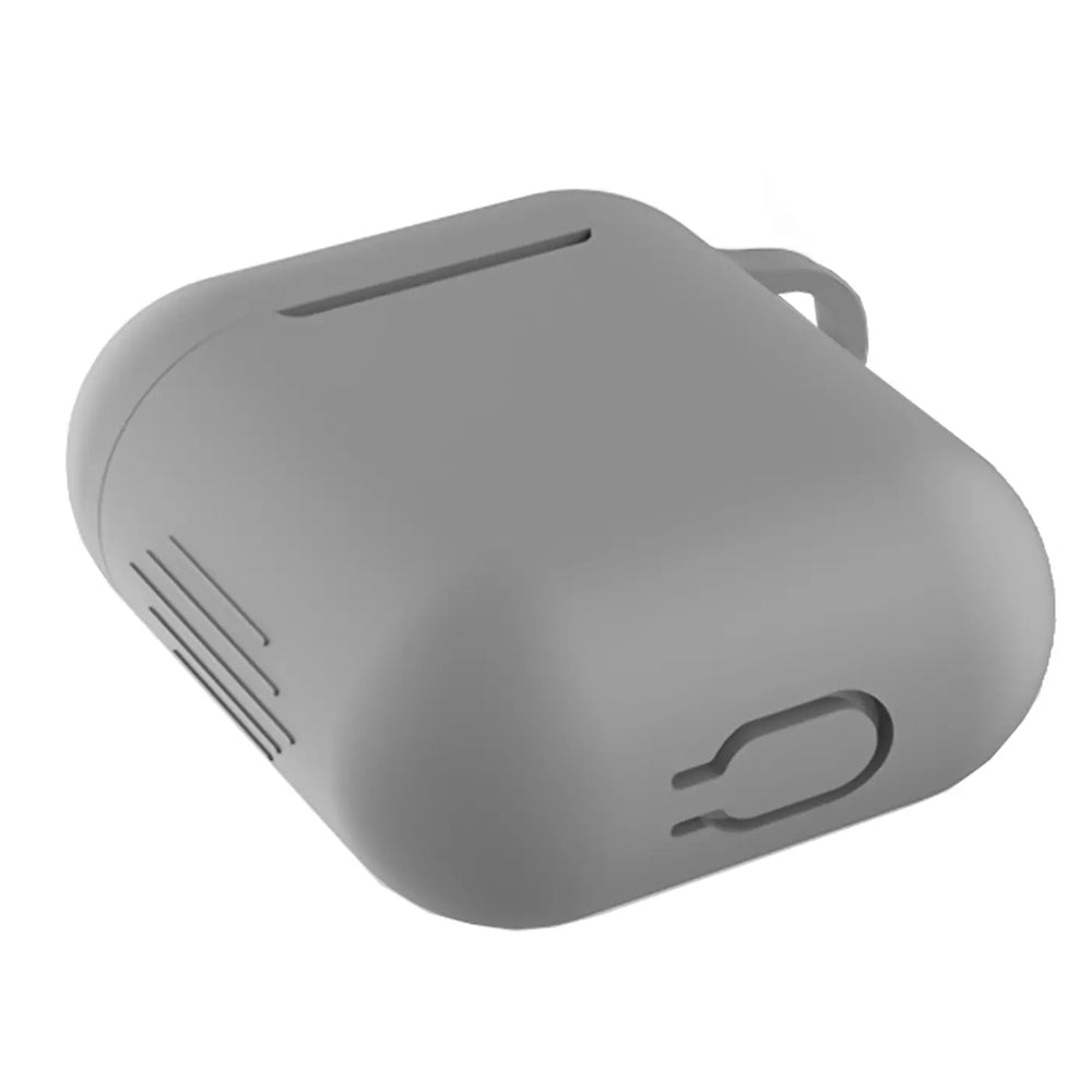 Silikon Schutzhülle für AirPods 1 / 2 mit Soft-Touch Oberfläche, Karabiner und LED-Sichtfenster - ideal für Alltag, Sport und Reisen