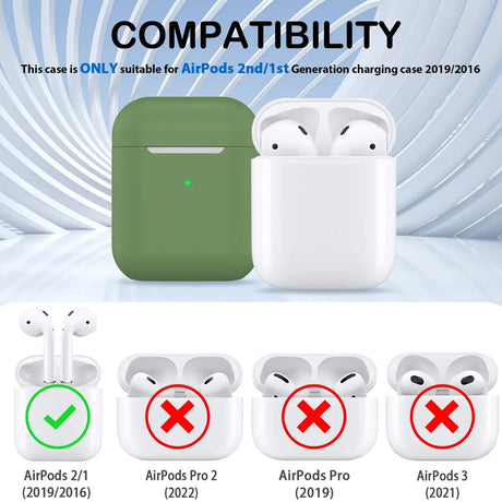 Silikon Schutzhülle für AirPods 1 / 2 mit Soft-Touch Oberfläche, Karabiner und LED-Sichtfenster - ideal für Alltag, Sport und Reisen