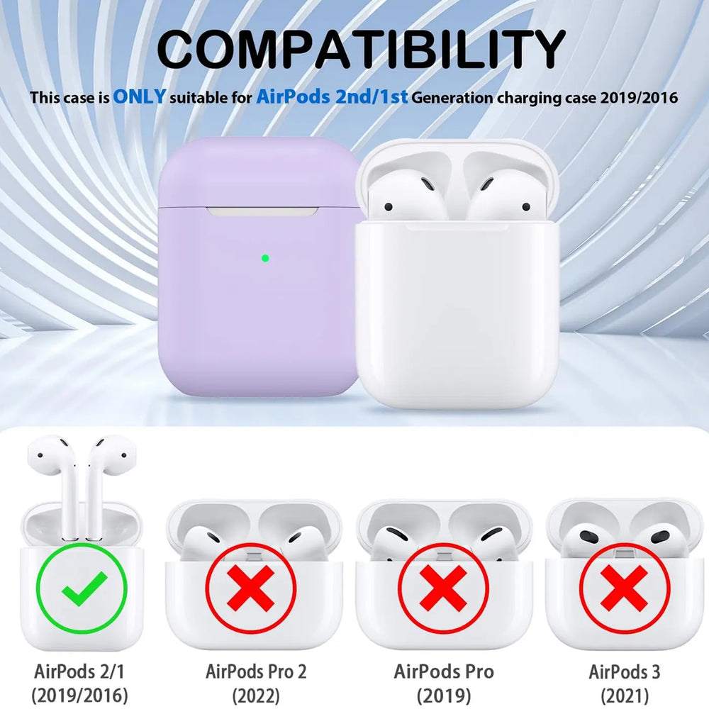 Silikon Schutzhülle für AirPods 1 / 2 mit Soft-Touch Oberfläche, Karabiner und LED-Sichtfenster - ideal für Alltag, Sport und Reisen