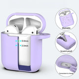 Silikon Schutzhülle für AirPods 1 / 2 mit Soft-Touch Oberfläche, Karabiner und LED-Sichtfenster - ideal für Alltag, Sport und Reisen