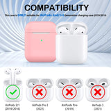 Silikon Schutzhülle für AirPods 1 / 2 mit Soft-Touch Oberfläche, Karabiner und LED-Sichtfenster - ideal für Alltag, Sport und Reisen