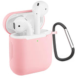 Silikon Schutzhülle für AirPods 1 / 2 mit Soft-Touch Oberfläche, Karabiner und LED-Sichtfenster - ideal für Alltag, Sport und Reisen