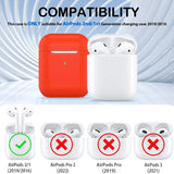 Silikon Schutzhülle für AirPods 1 / 2 mit Soft-Touch Oberfläche, Karabiner und LED-Sichtfenster - ideal für Alltag, Sport und Reisen