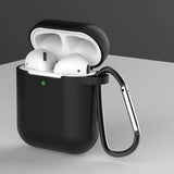 Silikon Schutzhülle für AirPods 1 / 2 mit Soft-Touch Oberfläche, Karabiner und LED-Sichtfenster - ideal für Alltag, Sport und Reisen