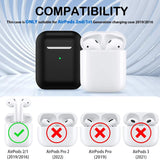 Silikon Schutzhülle für AirPods 1 / 2 mit Soft-Touch Oberfläche, Karabiner und LED-Sichtfenster - ideal für Alltag, Sport und Reisen