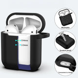 Silikon Schutzhülle für AirPods 1 / 2 mit Soft-Touch Oberfläche, Karabiner und LED-Sichtfenster - ideal für Alltag, Sport und Reisen