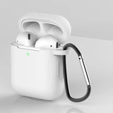 Silikon Schutzhülle für AirPods 1 / 2 mit Soft-Touch Oberfläche, Karabiner und LED-Sichtfenster - ideal für Alltag, Sport und Reisen