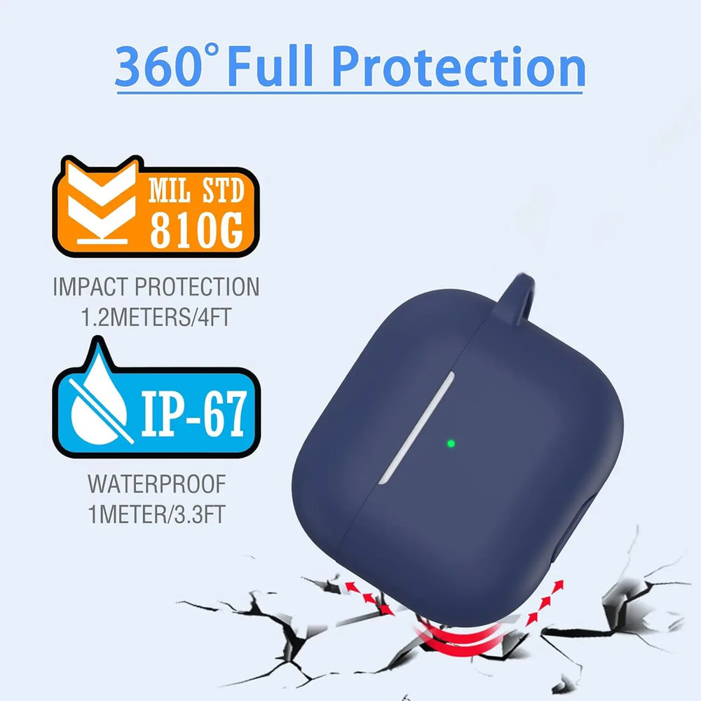 Silikon Schutzhülle für AirPods 3 mit Soft-Touch Oberfläche, Karabiner und LED-Sichtfenster - ideal für Alltag, Sport und Reisen