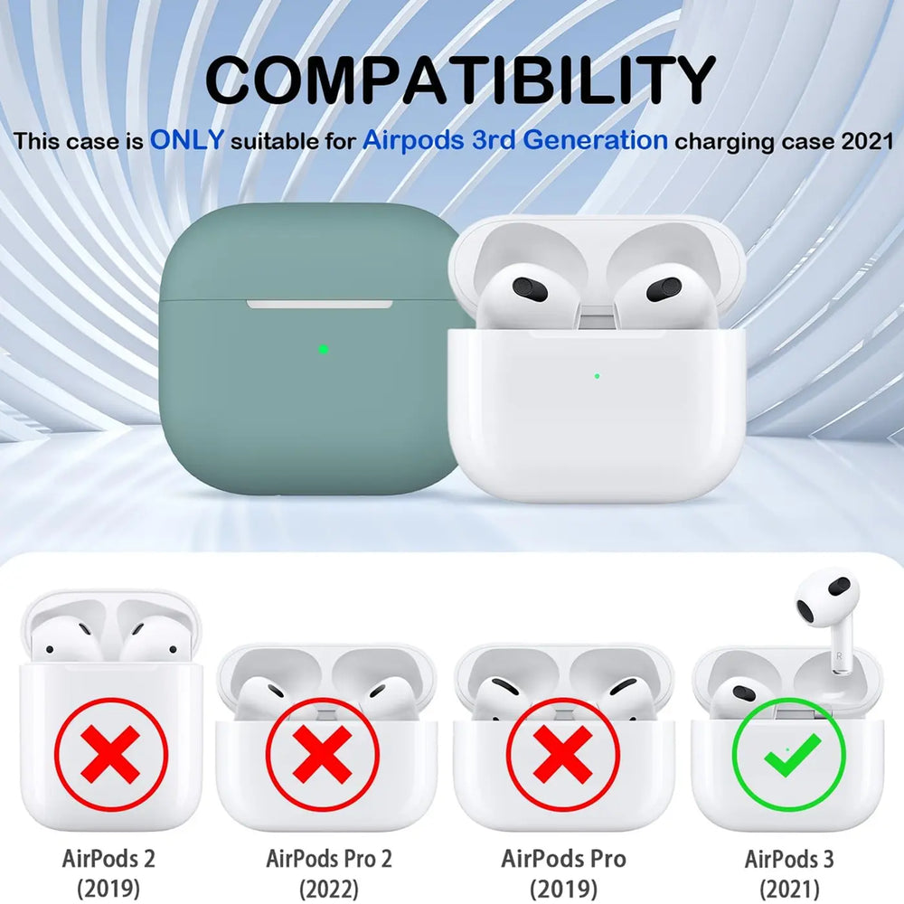 Silikon Schutzhülle für AirPods 3 mit Soft-Touch Oberfläche, Karabiner und LED-Sichtfenster - ideal für Alltag, Sport und Reisen