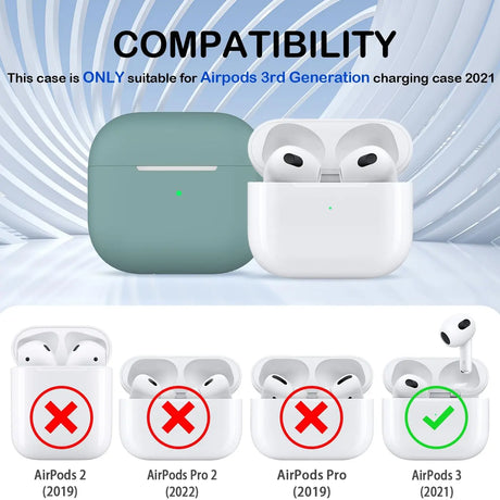 Silikon Schutzhülle für AirPods 3 mit Soft-Touch Oberfläche, Karabiner und LED-Sichtfenster - ideal für Alltag, Sport und Reisen