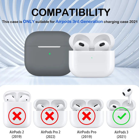 Silikon Schutzhülle für AirPods 3 mit Soft-Touch Oberfläche, Karabiner und LED-Sichtfenster - ideal für Alltag, Sport und Reisen