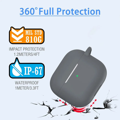 Silikon Schutzhülle für AirPods 3 mit Soft-Touch Oberfläche, Karabiner und LED-Sichtfenster - ideal für Alltag, Sport und Reisen