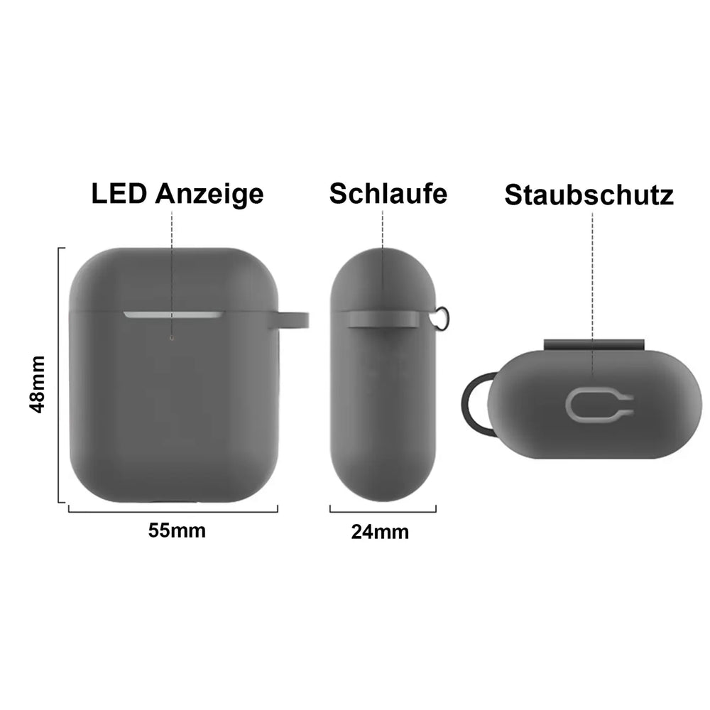 Silikon Schutzhülle für AirPods 3 mit Soft-Touch Oberfläche, Karabiner und LED-Sichtfenster - ideal für Alltag, Sport und Reisen
