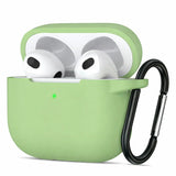 Silikon Schutzhülle für AirPods 3 mit Soft-Touch Oberfläche, Karabiner und LED-Sichtfenster - ideal für Alltag, Sport und Reisen