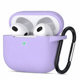 Silikon Schutzhülle für AirPods 3 mit Soft-Touch Oberfläche, Karabiner und LED-Sichtfenster - ideal für Alltag, Sport und Reisen