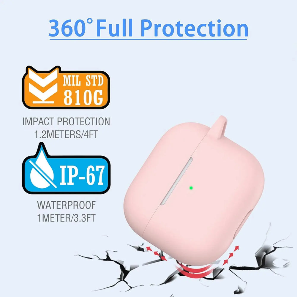 Silikon Schutzhülle für AirPods 3 mit Soft-Touch Oberfläche, Karabiner und LED-Sichtfenster - ideal für Alltag, Sport und Reisen