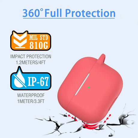 Silikon Schutzhülle für AirPods 3 mit Soft-Touch Oberfläche, Karabiner und LED-Sichtfenster - ideal für Alltag, Sport und Reisen