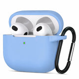 Silikon Schutzhülle für AirPods 4 mit Soft-Touch Oberfläche, Karabiner und LED-Sichtfenster - ideal für Alltag, Sport und Reisen