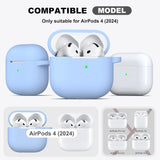 Silikon Schutzhülle für AirPods 4 mit Soft-Touch Oberfläche, Karabiner und LED-Sichtfenster - ideal für Alltag, Sport und Reisen