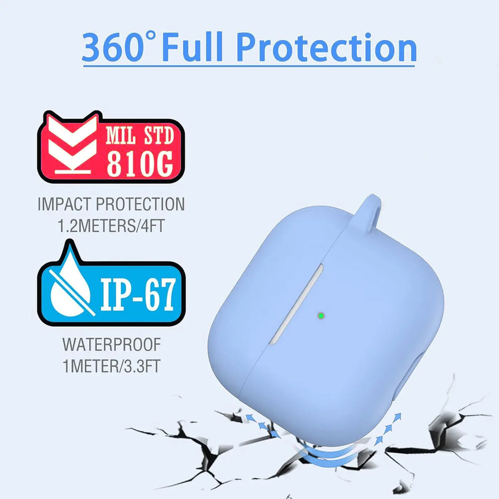 Silikon Schutzhülle für AirPods 4 mit Soft-Touch Oberfläche, Karabiner und LED-Sichtfenster - ideal für Alltag, Sport und Reisen