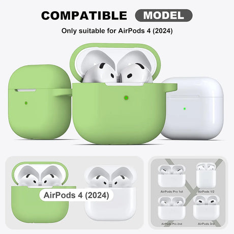 Silikon Schutzhülle für AirPods 4 mit Soft-Touch Oberfläche, Karabiner und LED-Sichtfenster - ideal für Alltag, Sport und Reisen