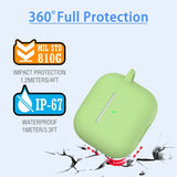 Silikon Schutzhülle für AirPods 4 mit Soft-Touch Oberfläche, Karabiner und LED-Sichtfenster - ideal für Alltag, Sport und Reisen