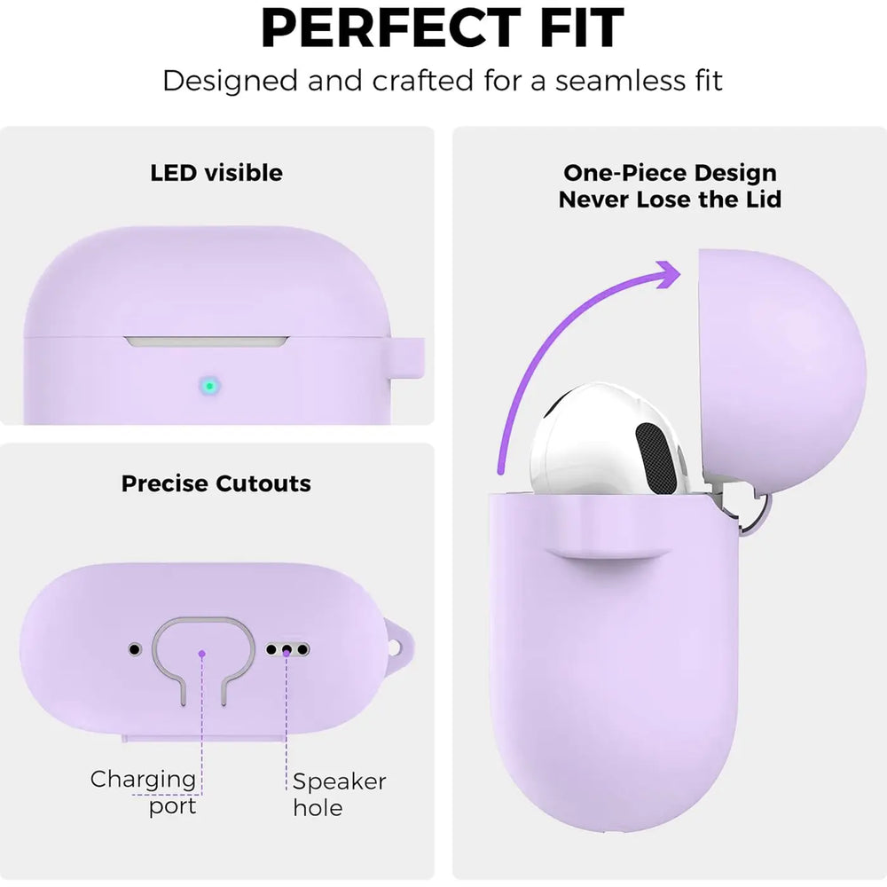 Silikon Schutzhülle für AirPods 4 mit Soft-Touch Oberfläche, Karabiner und LED-Sichtfenster - ideal für Alltag, Sport und Reisen