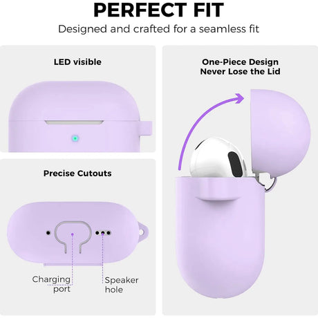 Silikon Schutzhülle für AirPods 4 mit Soft-Touch Oberfläche, Karabiner und LED-Sichtfenster - ideal für Alltag, Sport und Reisen