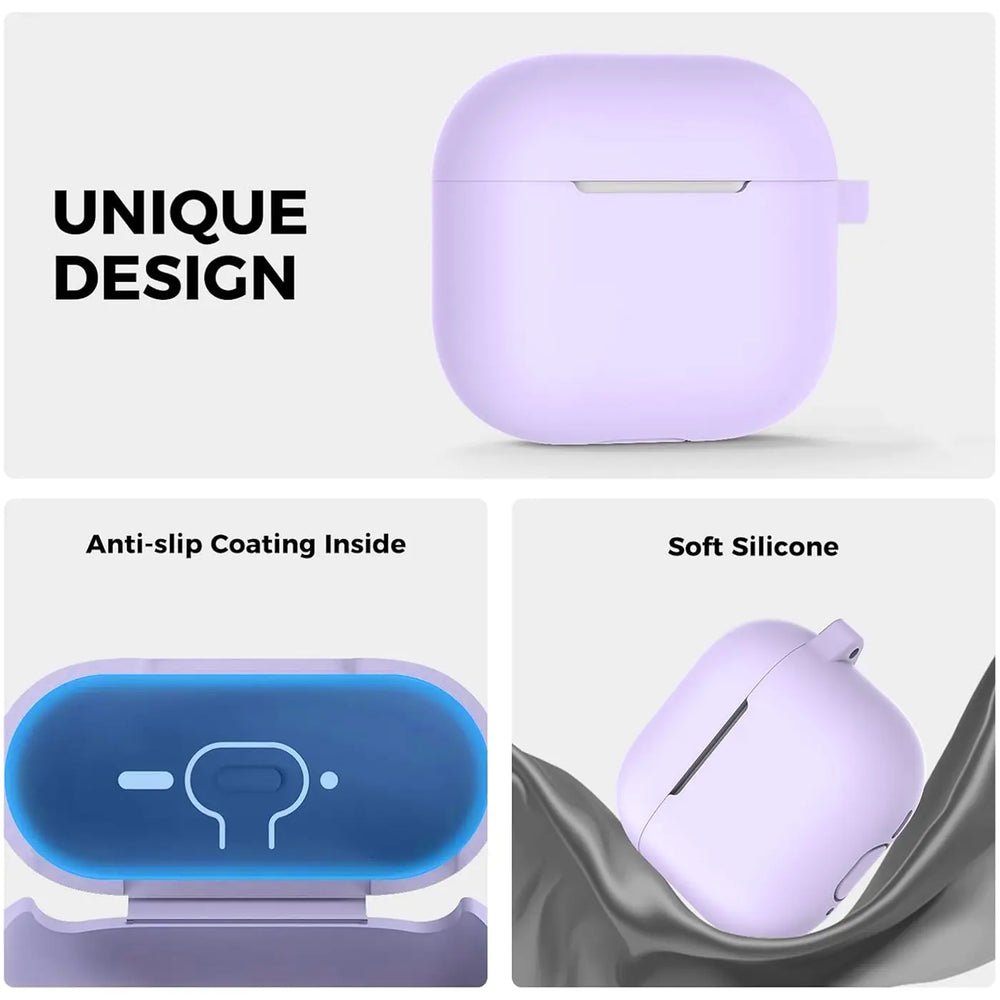 Silikon Schutzhülle für AirPods 4 mit Soft-Touch Oberfläche, Karabiner und LED-Sichtfenster - ideal für Alltag, Sport und Reisen