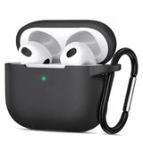 Silikon Schutzhülle für AirPods 4 mit Soft-Touch Oberfläche, Karabiner und LED-Sichtfenster - ideal für Alltag, Sport und Reisen