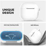 Silikon Schutzhülle für AirPods 4 mit Soft-Touch Oberfläche, Karabiner und LED-Sichtfenster - ideal für Alltag, Sport und Reisen