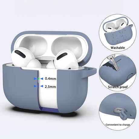 Silikon Schutzhülle für AirPods Pro 1 mit Soft-Touch Oberfläche, Karabiner und LED-Sichtfenster - ideal für Alltag, Sport und Reisen