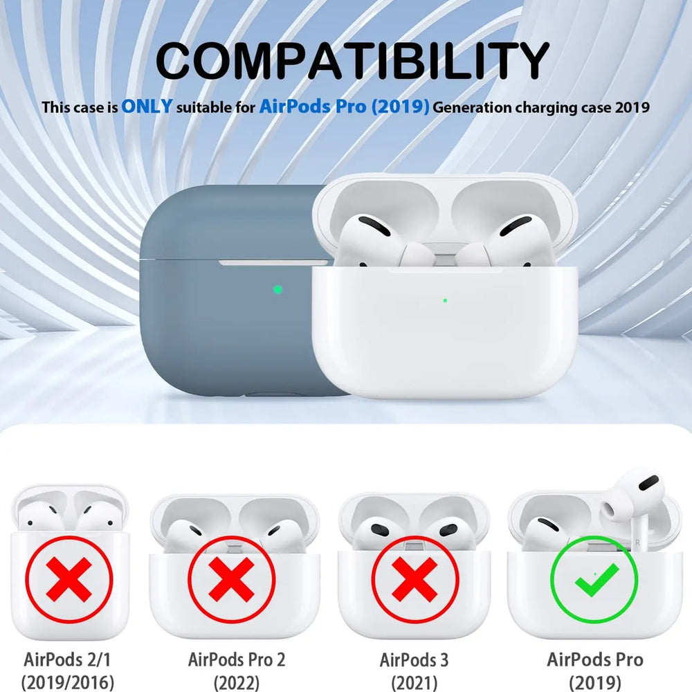 Silikon Schutzhülle für AirPods Pro 1 mit Soft-Touch Oberfläche, Karabiner und LED-Sichtfenster - ideal für Alltag, Sport und Reisen