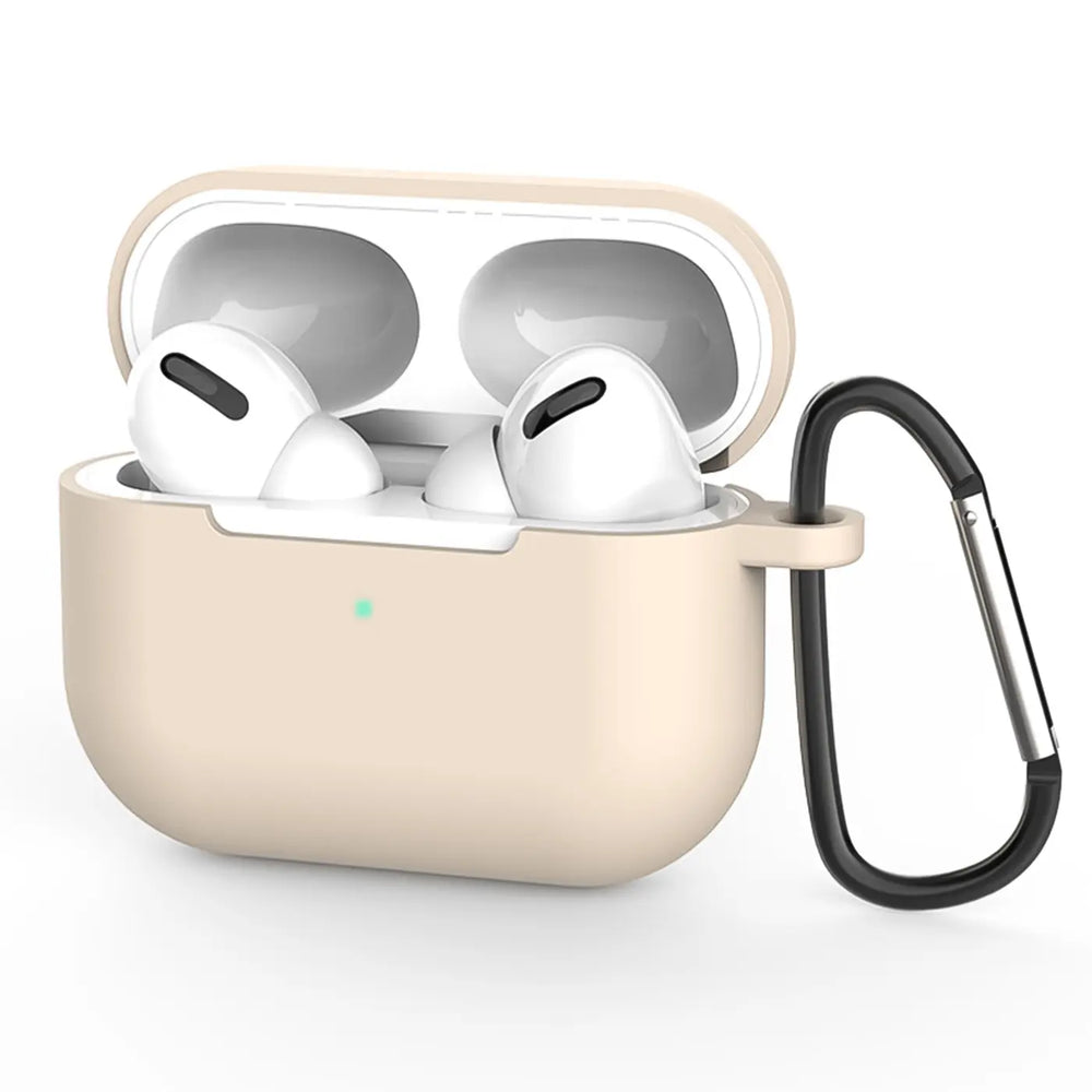 Silikon Schutzhülle für AirPods Pro 1 mit Soft-Touch Oberfläche, Karabiner und LED-Sichtfenster - ideal für Alltag, Sport und Reisen