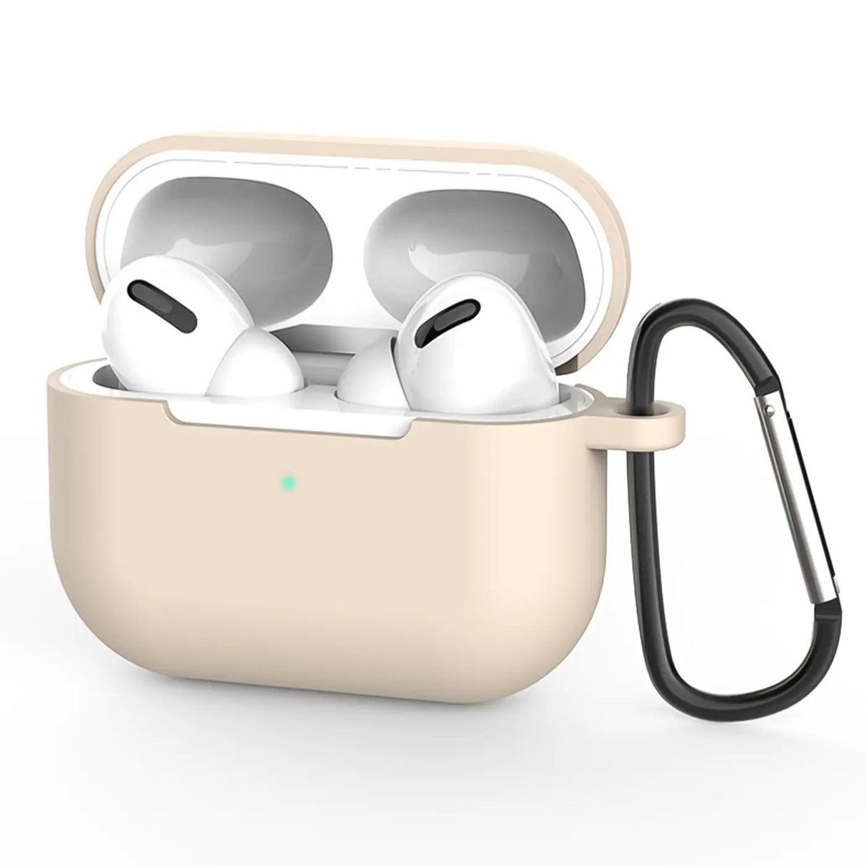 Silikon Schutzhülle für AirPods Pro 1 mit Soft-Touch Oberfläche, Karabiner und LED-Sichtfenster - ideal für Alltag, Sport und Reisen