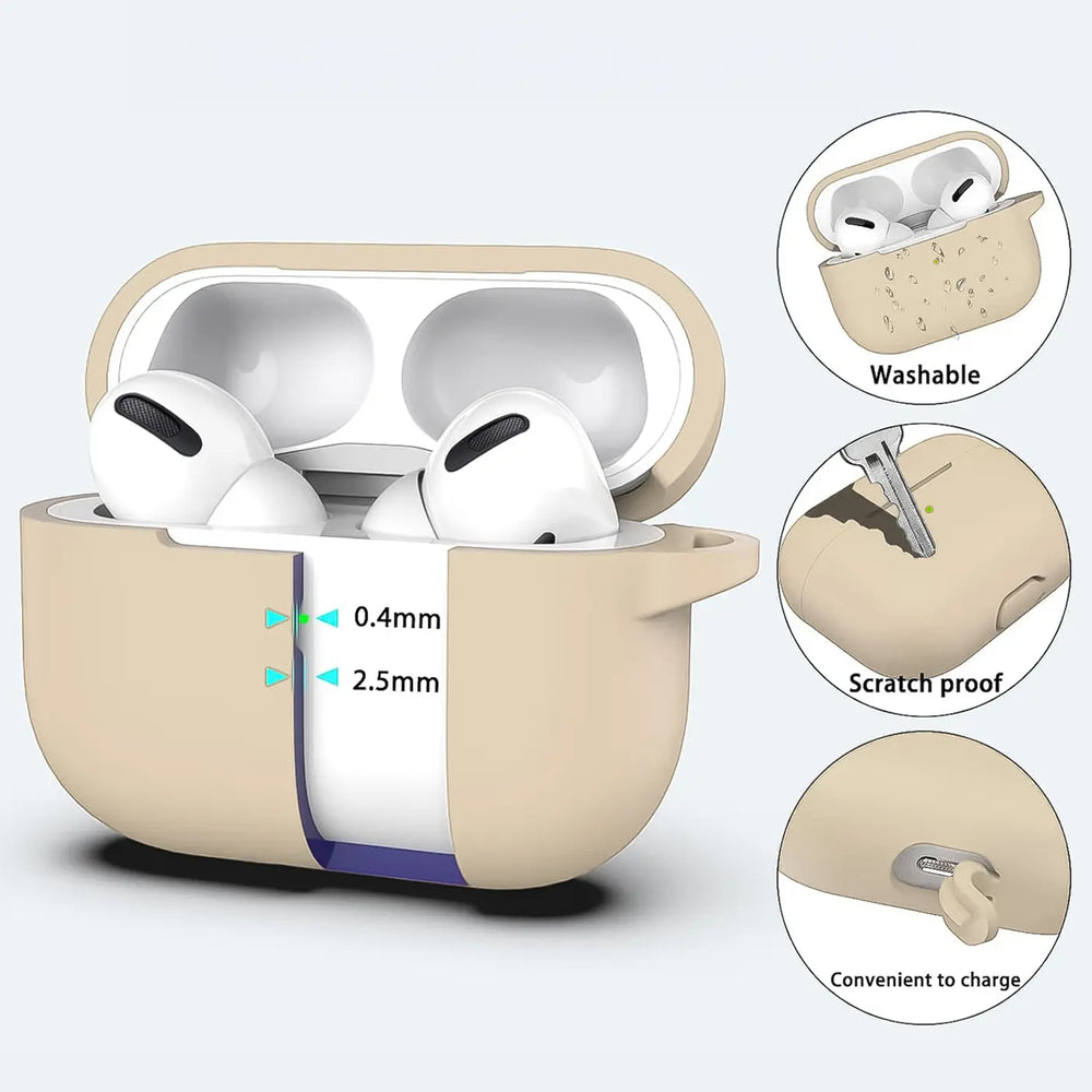Silikon Schutzhülle für AirPods Pro 1 mit Soft-Touch Oberfläche, Karabiner und LED-Sichtfenster - ideal für Alltag, Sport und Reisen