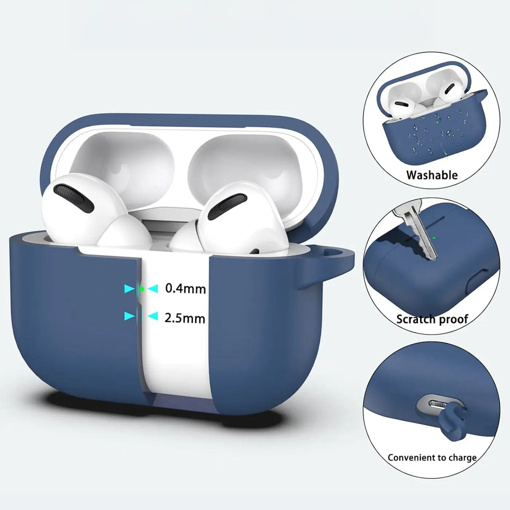 Silikon Schutzhülle für AirPods Pro 1 mit Soft-Touch Oberfläche, Karabiner und LED-Sichtfenster - ideal für Alltag, Sport und Reisen