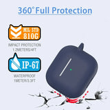 Silikon Schutzhülle für AirPods Pro 1 mit Soft-Touch Oberfläche, Karabiner und LED-Sichtfenster - ideal für Alltag, Sport und Reisen