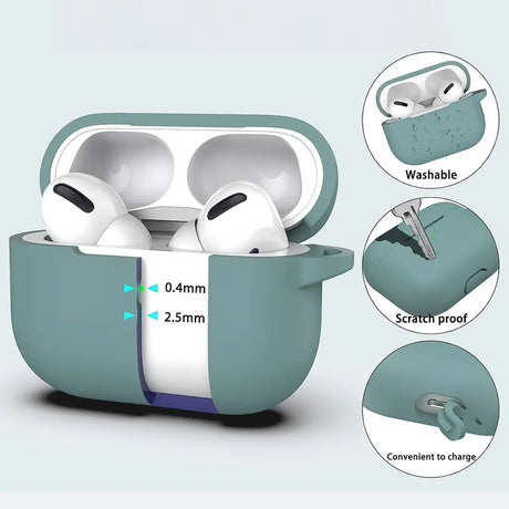 Silikon Schutzhülle für AirPods Pro 1 mit Soft-Touch Oberfläche, Karabiner und LED-Sichtfenster - ideal für Alltag, Sport und Reisen