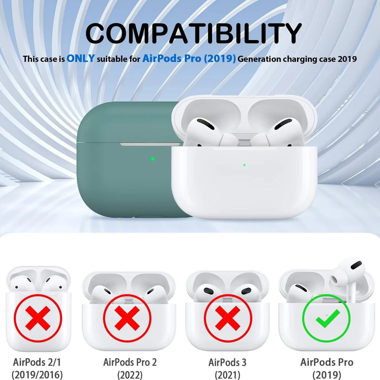 Silikon Schutzhülle für AirPods Pro 1 mit Soft-Touch Oberfläche, Karabiner und LED-Sichtfenster - ideal für Alltag, Sport und Reisen
