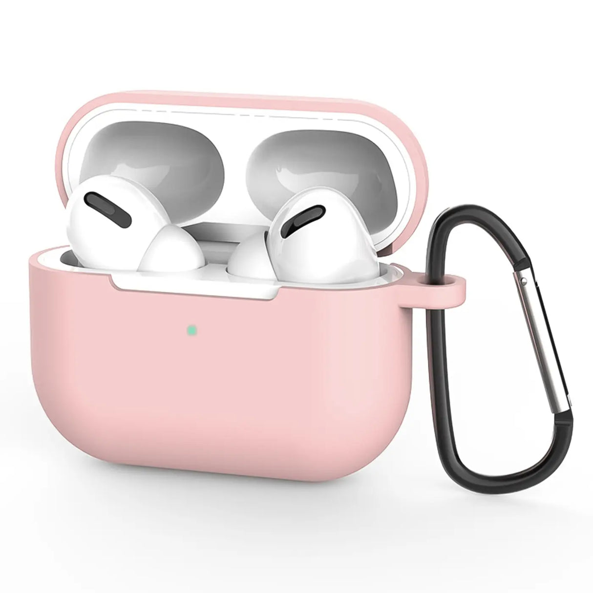 Silikon Schutzhülle für AirPods Pro 1 mit Soft-Touch Oberfläche, Karabiner und LED-Sichtfenster - ideal für Alltag, Sport und Reisen