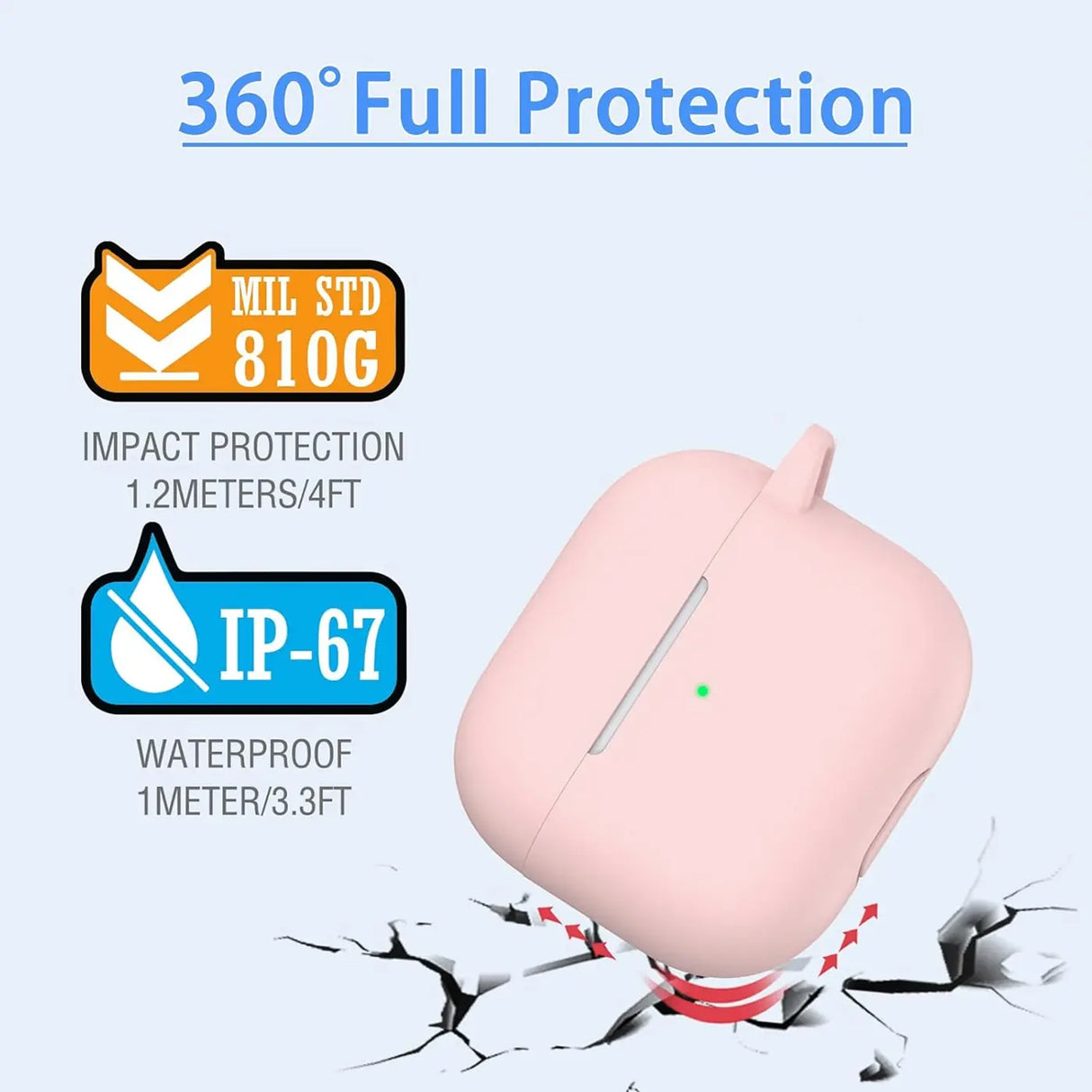 Silikon Schutzhülle für AirPods Pro 1 mit Soft-Touch Oberfläche, Karabiner und LED-Sichtfenster - ideal für Alltag, Sport und Reisen