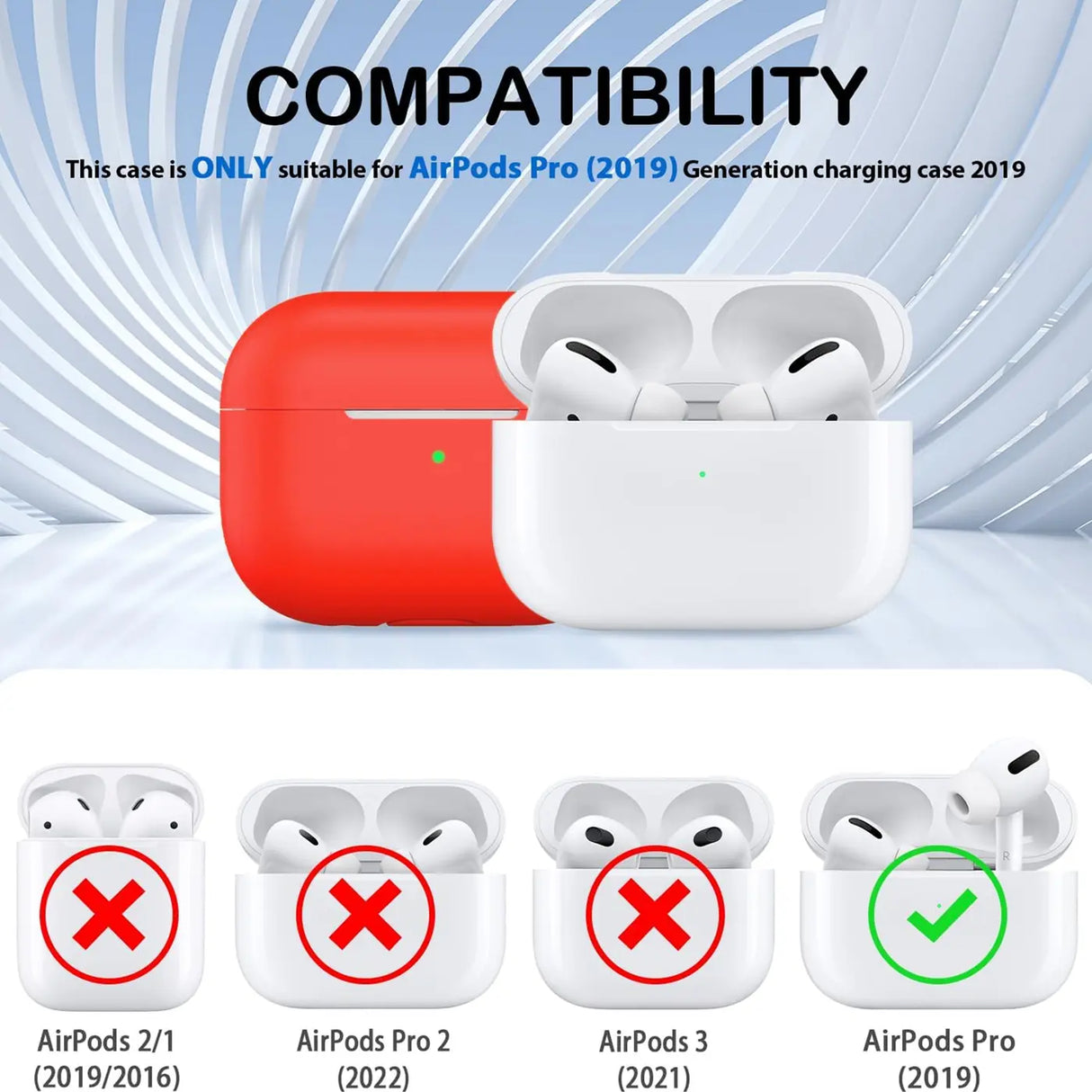 Silikon Schutzhülle für AirPods Pro 1 mit Soft-Touch Oberfläche, Karabiner und LED-Sichtfenster - ideal für Alltag, Sport und Reisen