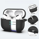 Silikon Schutzhülle für AirPods Pro 1 mit Soft-Touch Oberfläche, Karabiner und LED-Sichtfenster - ideal für Alltag, Sport und Reisen